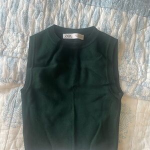 Zara Dark Green Knit Sleeveless Top
